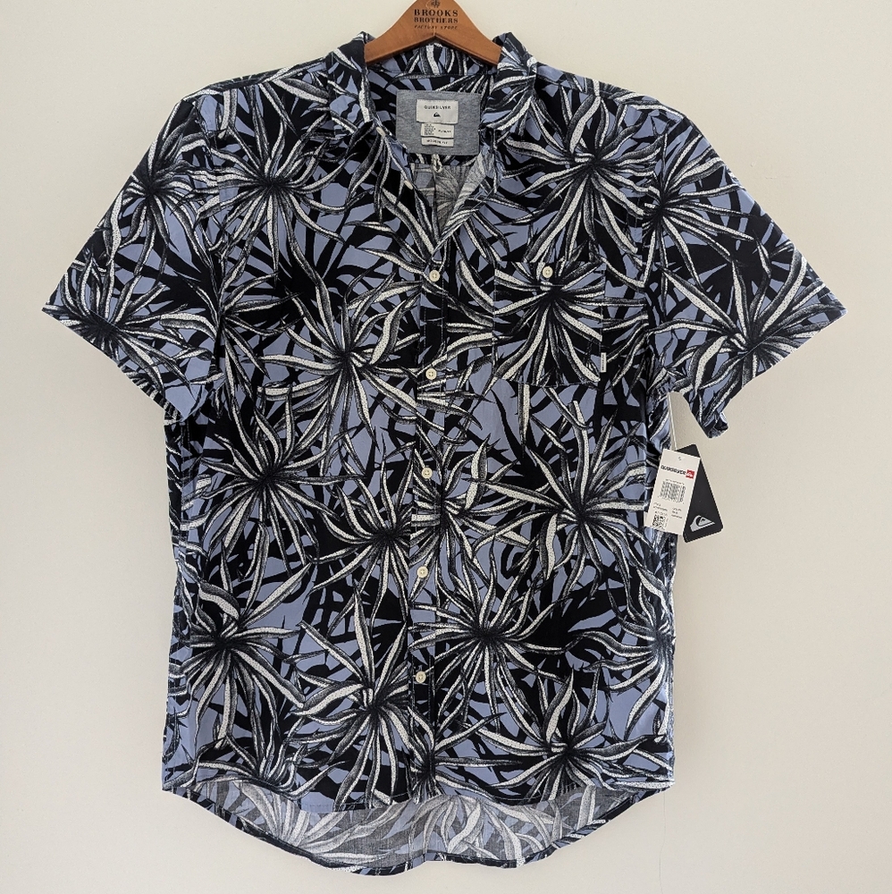 QUICKSILVER Stone Wash Pandanas Bathursts MENS Button Down Shirt L XL Modern Fit
